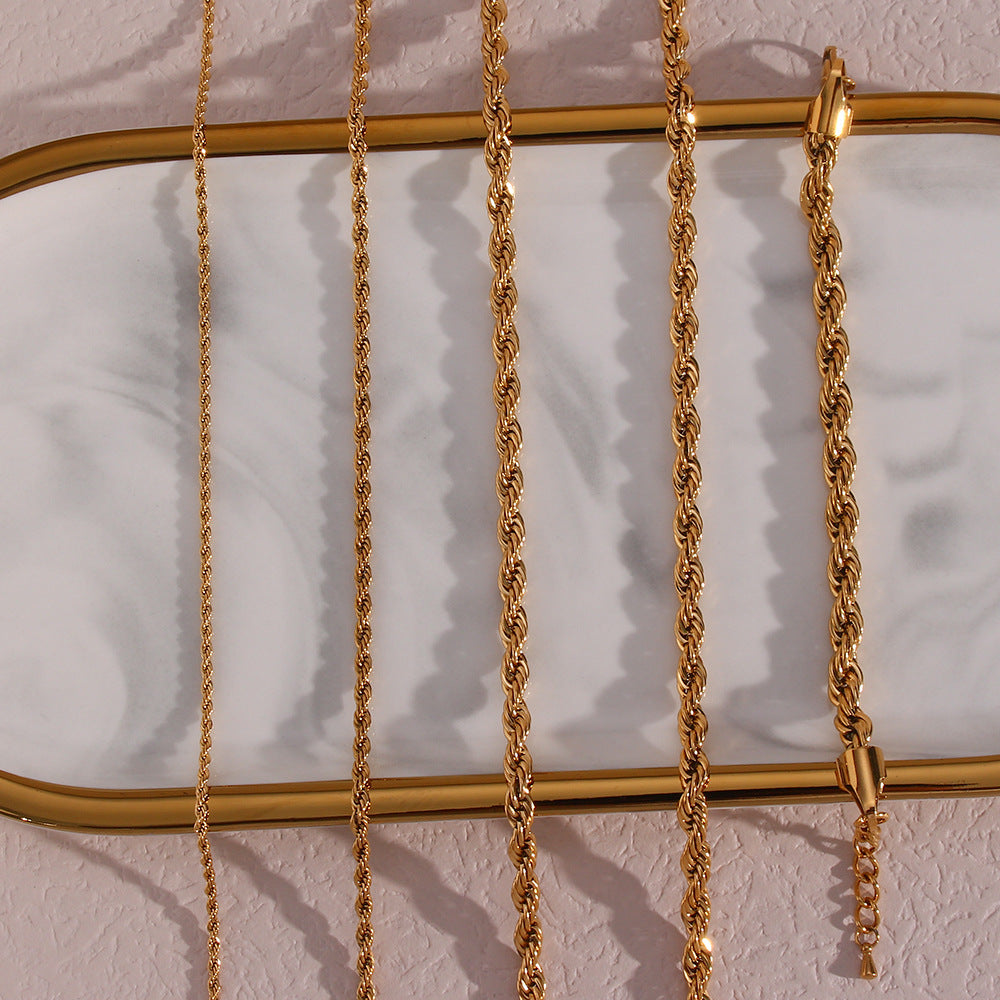 Wholesale Stainless Steel Fried Dough Twists Chain Necklace